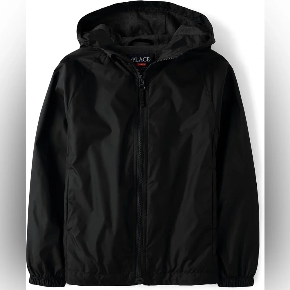 The Children’s Place Boys L 10/12 Windbreaker Black Jacket